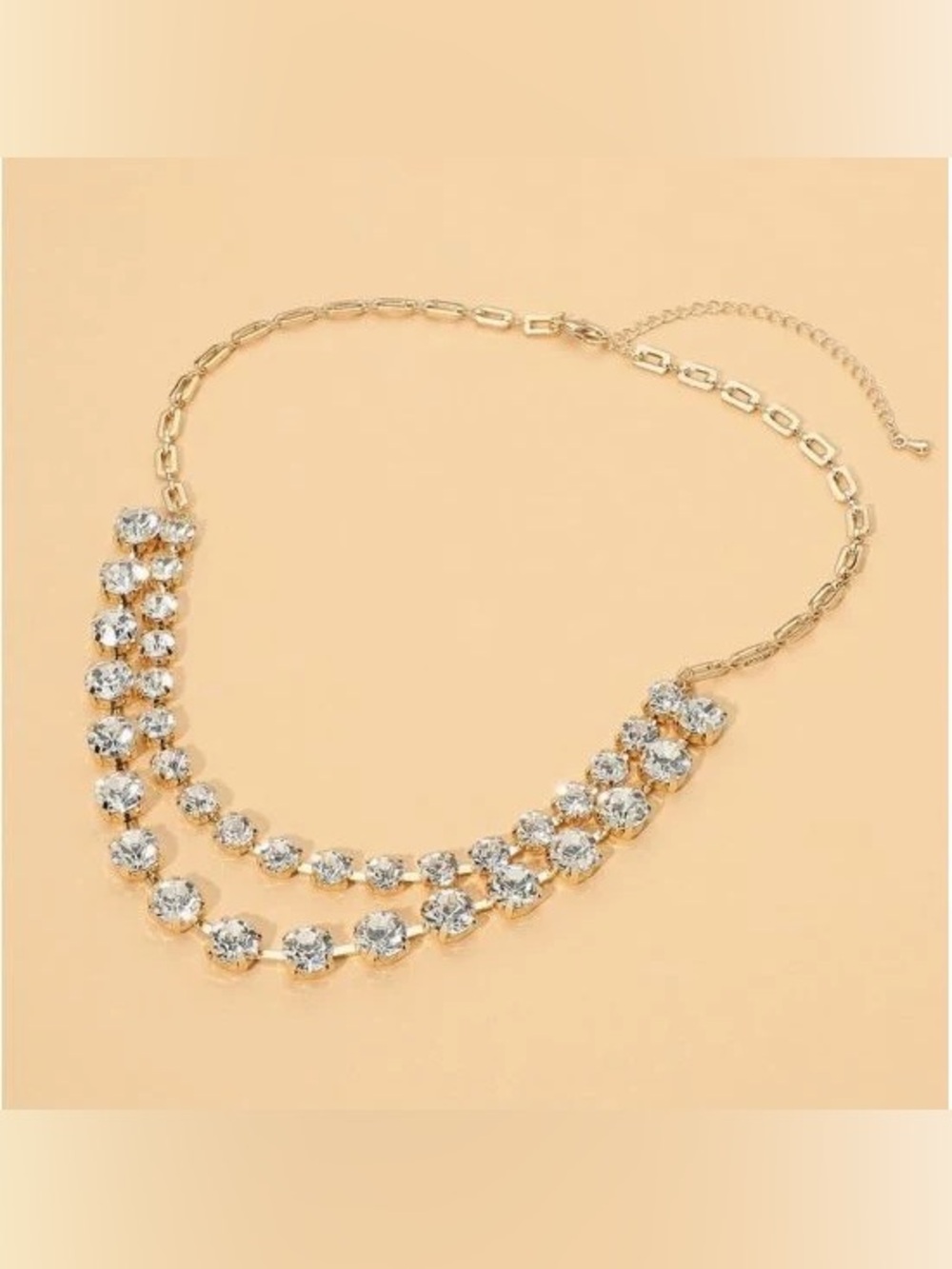 BRAND NEW WITH TAGS Clear Double Row Rhinestone Statement Necklace